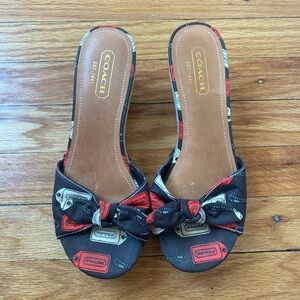 Vintage Coach Lorah Wedge Espadrilles Bow Sandals